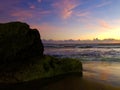 Ocean Rock.Evening beach scene. Blue ocean .